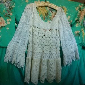 Boho Lace Tunic Shabby Chic Romantic Elegant Vintage Hand Crocheted