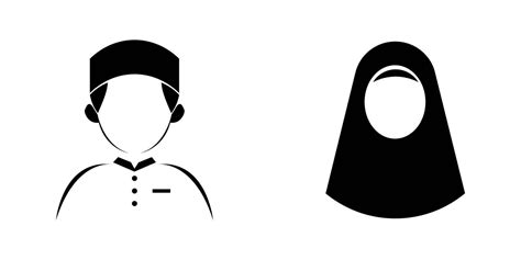 Vector Islamic Icon Illustration Male And Female Islamic Icon