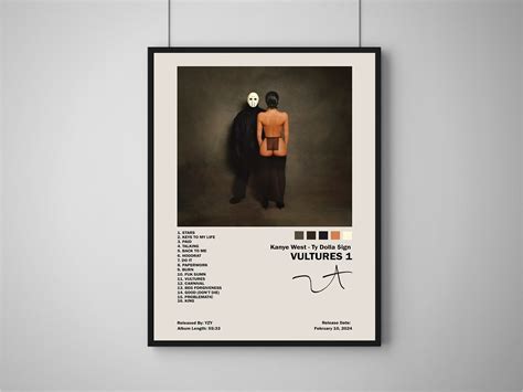 Kanye West Vultures Album Cover Poster, Hypebeast Minimalist Album ...