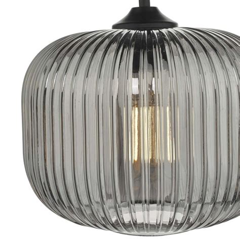 Dusk Smoked Ribbed Glass Modern Pendant Light Lightbox