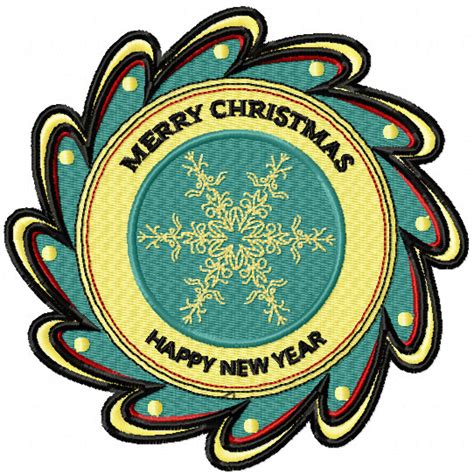 Merry Christmas Badge Embroidery Design