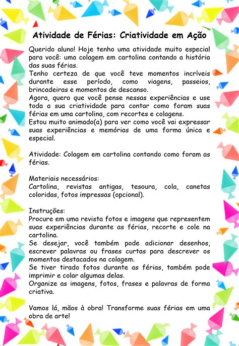 100 Coisas Para Fazer Nas Férias Infantil - Atividades De Férias Para Educação Infantil