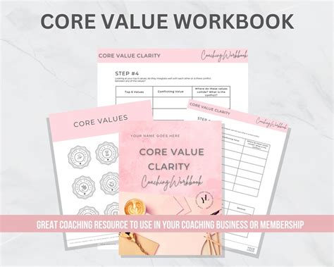 Core Values Coaching Workbook Instant Download Coaching Tools Life