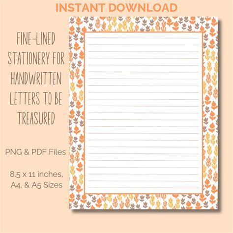 Fall Floral Printable Writing Paper Autumn Floral Printable Lined And Unlined Stationery