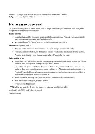 Faire Un Exposé PDF