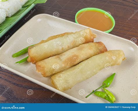 Traditional Snack Food From Indonesia Spring Rolls Are Foods Fried