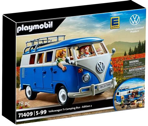 Playmobil Volkswagen 71409 Pas Cher Volkswagen T1 Camping Bus Bleu