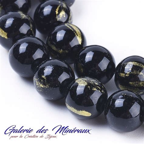 JADE MASHAN Noire pierre minérale en lot de perles rondes lisses en 6mm