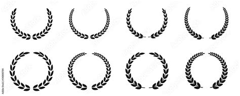 Wreath Icon Set Isolated Wreaths Symbols Laurel Wreath Icons Eps 10