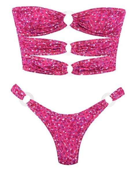 Reina Olga Cage Ring Detail Bikini In Pink Lyst