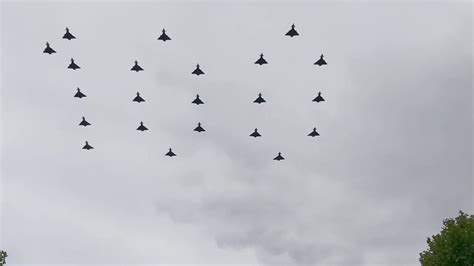 22 Eurofighter Typhoons In Formation At The RAF 100 Flypast In London