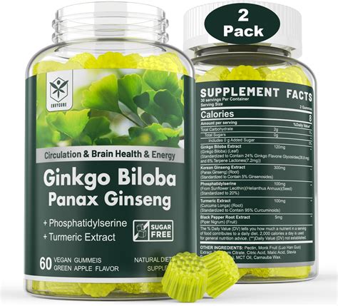 Ginkgo Biloba Gummies With Ginseng Maca Root For Better Mood And Focus Traditional