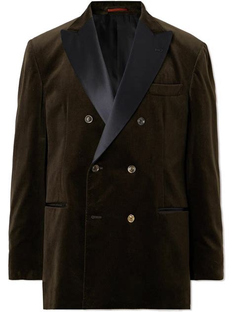 Brunello Cucinelli Shawl Collar Double Breasted Cotton Velvet Tuxedo