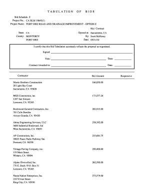 Fillable Online Flh Fhwa Dot Bid Schedule Z Fax Email Print Pdffiller