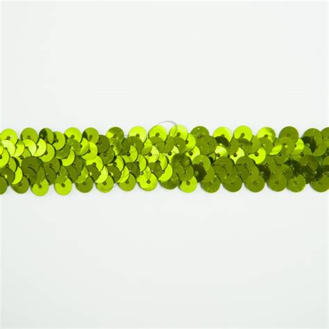 Stretch Sequin Trim 2 Row Lime Shine Trimmings And Fabrics