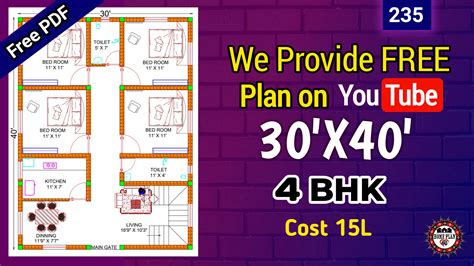 Best 30 X 40 4bhk House Plan With Stair Living Dining Hall Plan