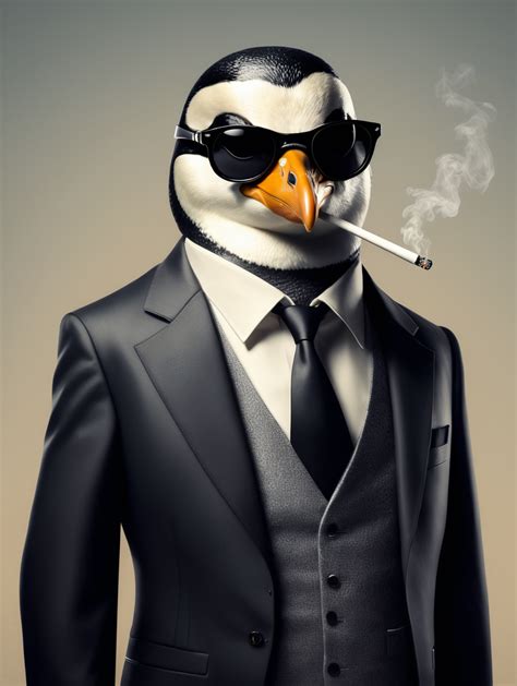 Premium Free Ai Images Penguin Wearing Smoking Suit With Sunglasses