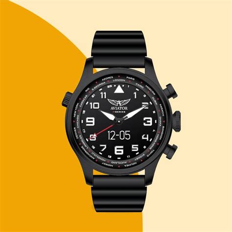 Aviator 5 Atm Water Resistant Smart Pilot Watch With Black Silicone