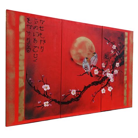 Rot Japan Art Cherry Blossom And Love Birds Japanese Style Zen Etsy