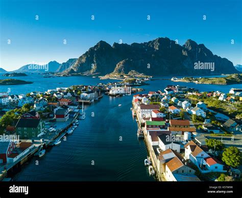 Henningsvaer village. Aerial view. Norway Stock Photo - Alamy