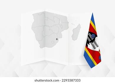 Grayscale Map Swaziland Hanging Swazi Flag Stock Vector (Royalty Free ...