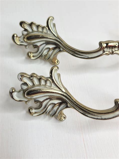 French Provincial Brass Drawer Pulls Victorian Dresser Pulls Vintage