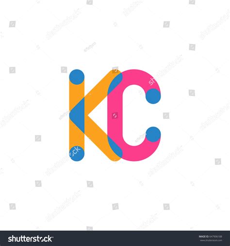 Initial Letter Logo KC Overlapping Round Line Royalty Free Stock