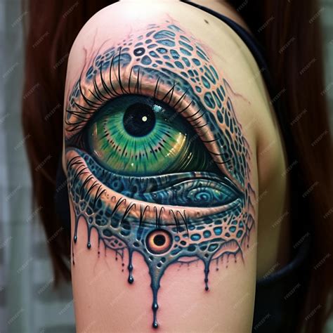 Premium Photo | A tattoo with a dragon eye and a dragon eye.