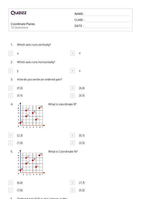 50 Coordinate Planes Worksheets For 6th Grade On Quizizz Free And Printable