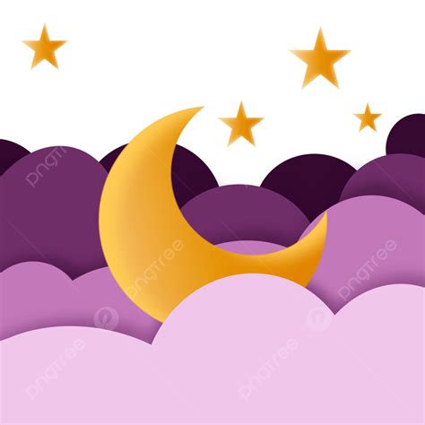 Illustration Of Moon And Stars With Colorful Clouds, Moon, Cloud, Night PNG Transparent Clipart ...