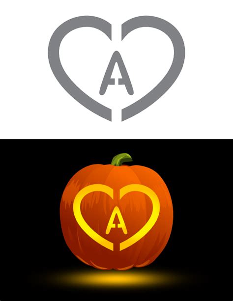 Printable Heart Letter A Pumpkin Stencil