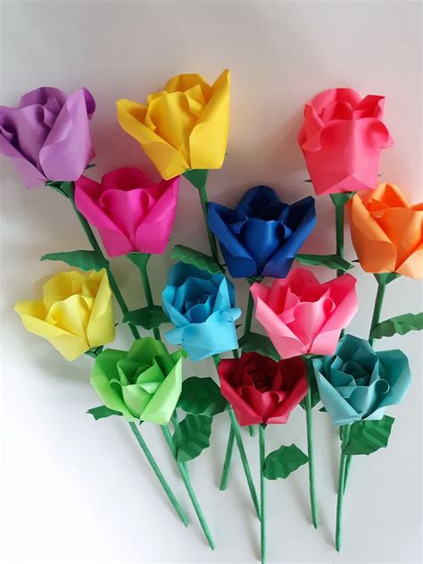 Origami Paper Rose Origami Rose Paper Rose Origami Flower Etsy Paper Flowers Craft Paper