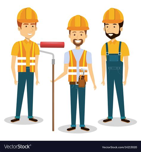 Professional construction people characters Vector Image