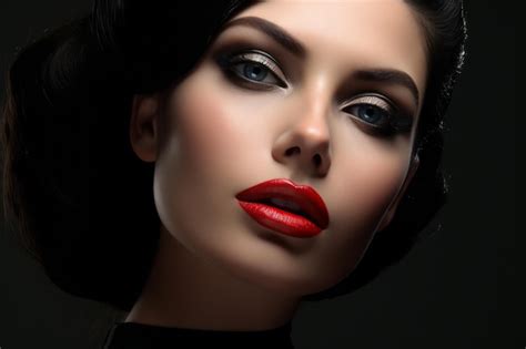 Premium Ai Image A Beautiful Woman With Red Lips And Black Makeup