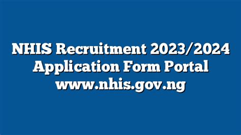 NHIS Recruitment 2023 2024 Application Form Portal Nhis Gov Ng