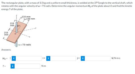 Solved The Rectangular Plate With A Mass Of Kg And A Chegg