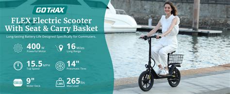 Gotrax Flex Electric Scooter With Seat For Adult Commuter16 Miles Rangeand155mph Power By 400w