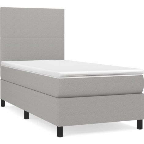 Lit Sommier Tapissier Et Matelas Gris Clair X Cm Tissu