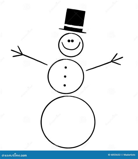 Simple Stick Snowman Stock Photography - Image: 6855632