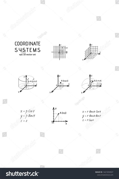 system coordinates vector icon set symbol stock vector royalty