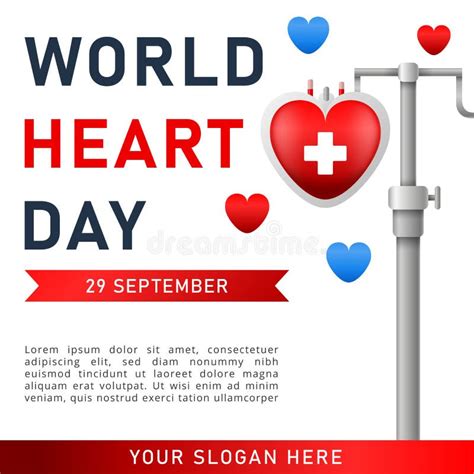 World Heart Day Poster Web Banner With Red Heart Stock Vector