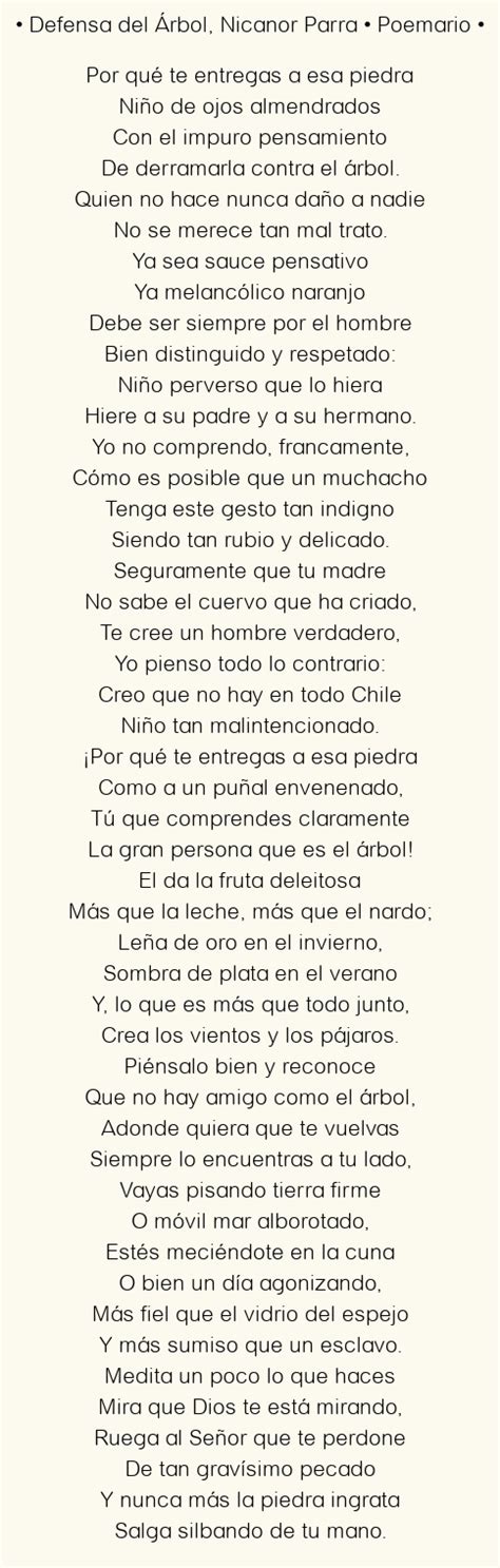 Defensa Del Rbol Nicanor Parra Poema Original