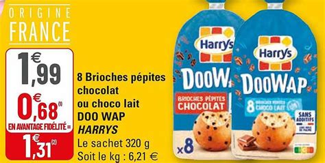 Offre 8 Brioches Pépites Chocolat Ou Choco Lait Doo Wap Harrys chez G20