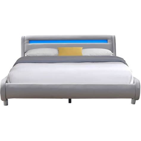 Lit Gina pour matelas 140x190 Sommier Tête de Lit Incurvée