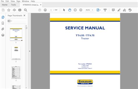 New Holland TT4 55 TT4 75 Tractor Service Repair Manual 47969435