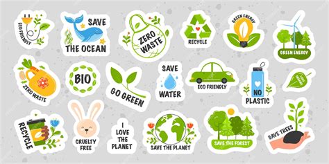 Premium Vector Collection Of Ecology Stickers With Slogans Zero Waste