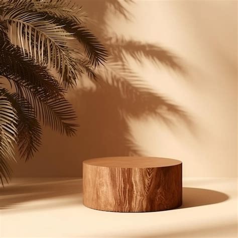 Premium Photo Minimal Natural Log Wood Podium Table In Dappled