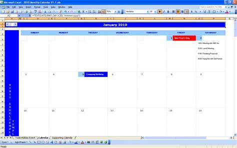 Monthly Calendar - Free Excel Template