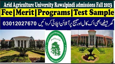 Arid Agriculture University Rwp Fall2023feemeritprogramssample