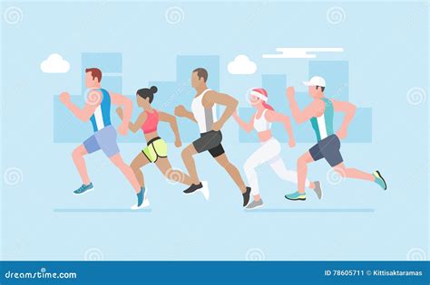 Running Marathon Vector Illustration Stock Vector Illustration Of